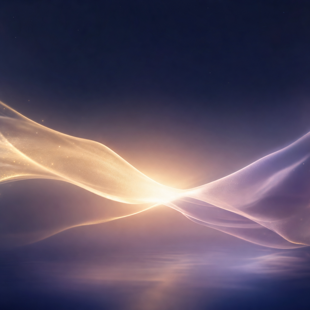 Two soft glowing warm light forms gently connecting